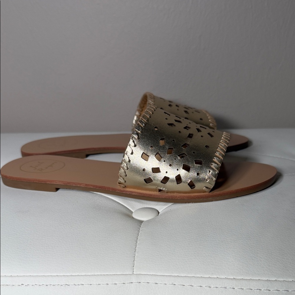 Jack Rogers Gold Cut-Out Slide Sandals - Picture 4 of 7